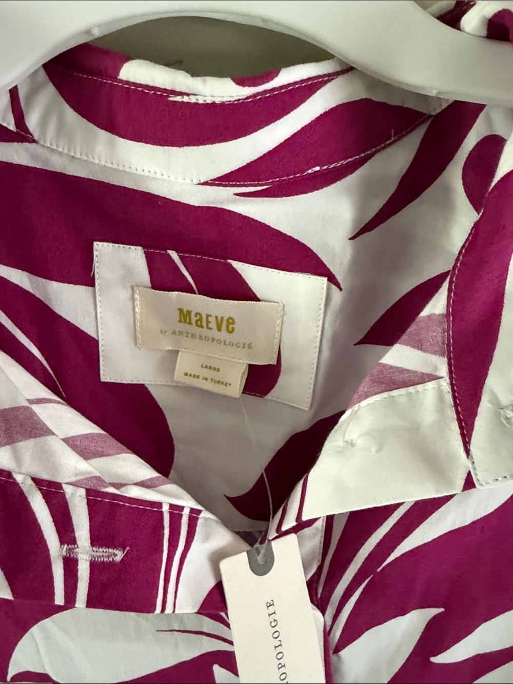Anthropologie Mauve-Pink & White Printed Shirt Dress - Picture 2 of 3